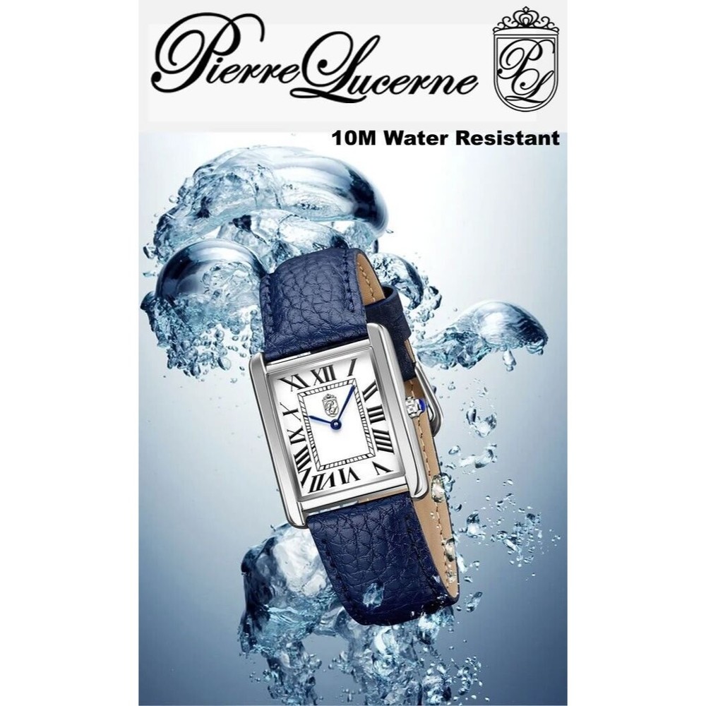 Pierre Lucerne 1888 Must Tank Style Mens Dress Watch Swiss Inspired Brown Band - Picture 3 of 16